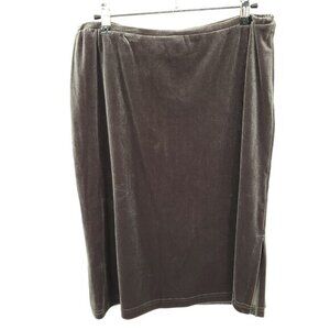 VTG 90s Impressions Millenium Pull On Velvet Knee-Length Skirt L Gray